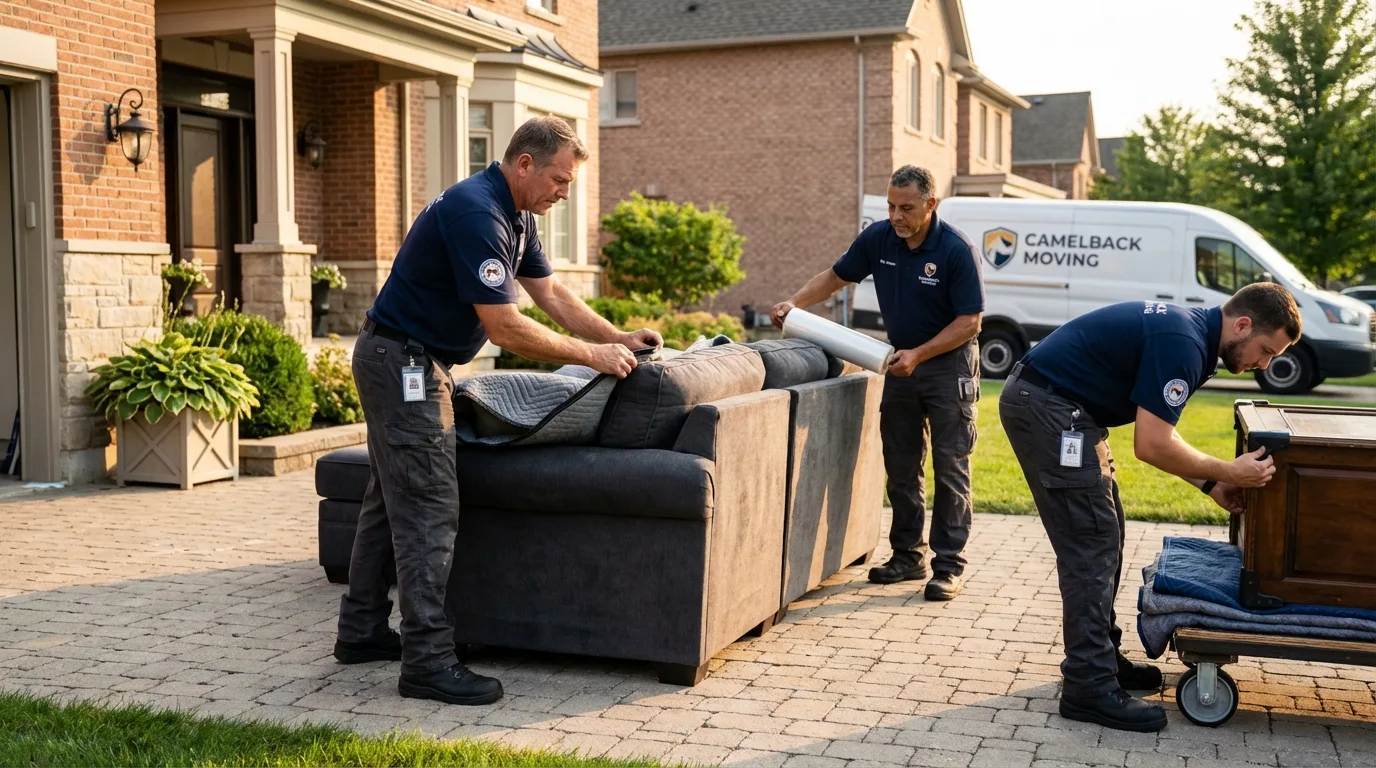 Large estate moving crew wrapping furniture in Saint Johns, AZ